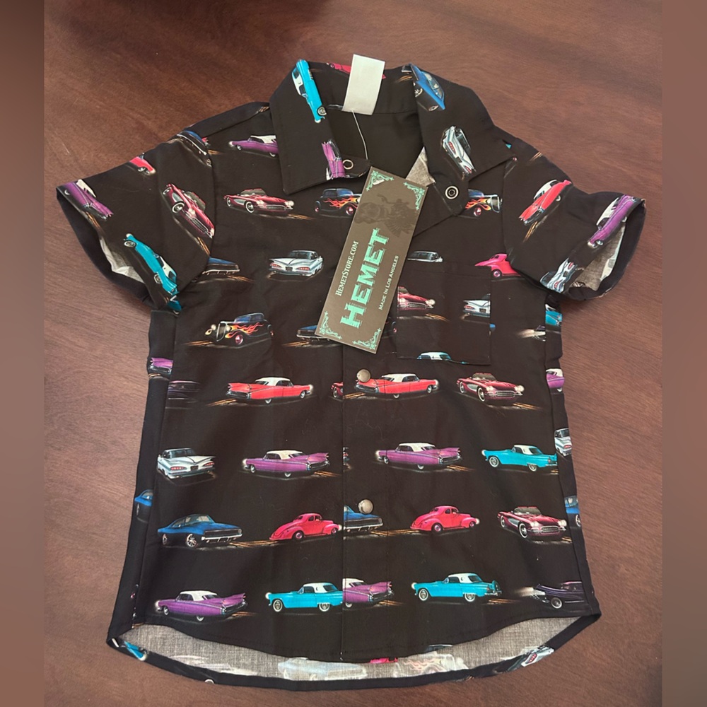 Boys Black Car Print Shirt